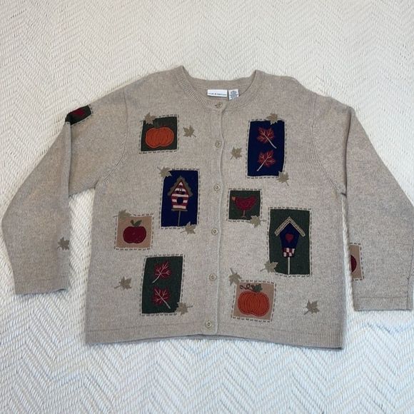 Croft & Barrow Fall Patchwork Button Down Cardigan Size XL - Picture 1 of 7